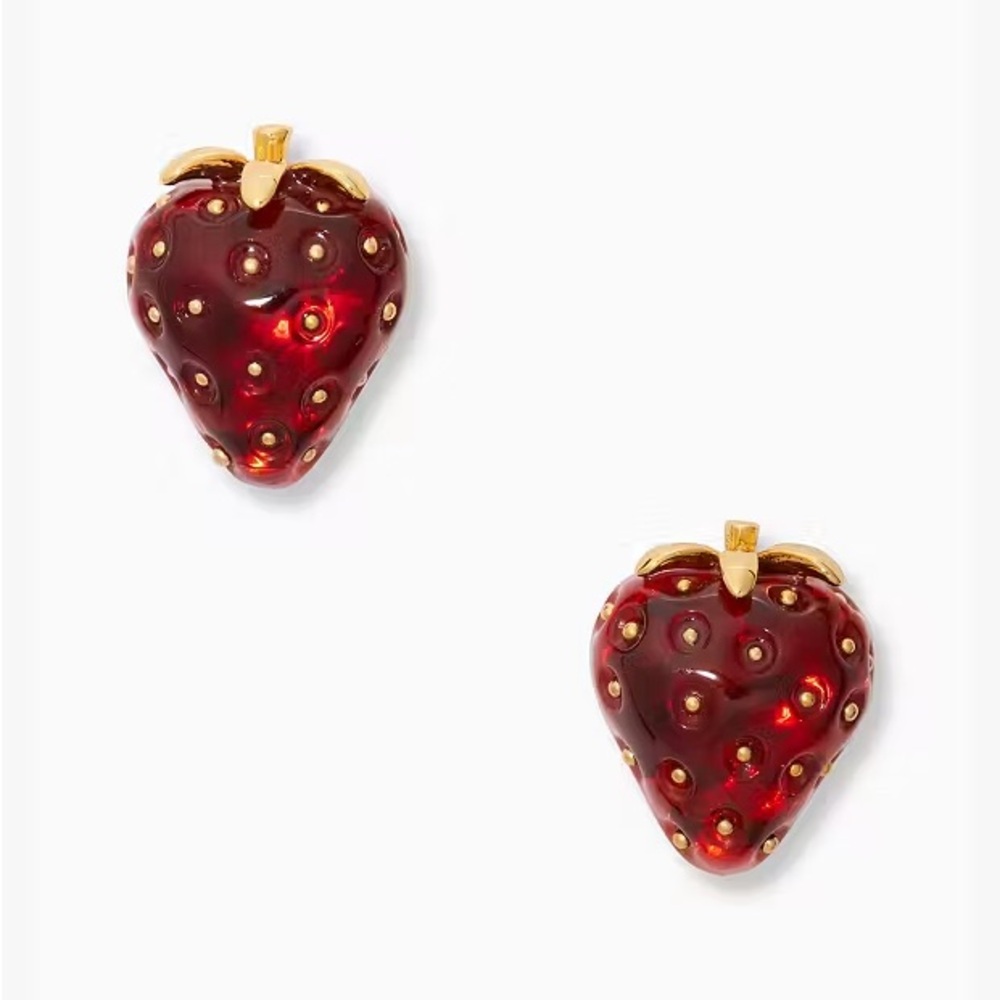 Chic Strawberry Red Earrings - Picture 2 of 2